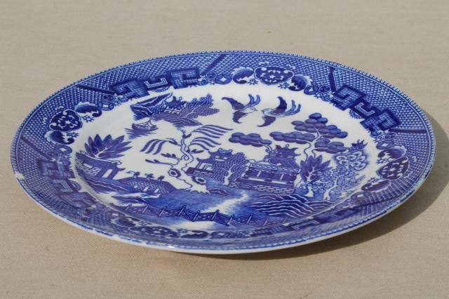 photo of vintage Japan blue willow china set of 8 dinner plates, Japanese willow ware #7