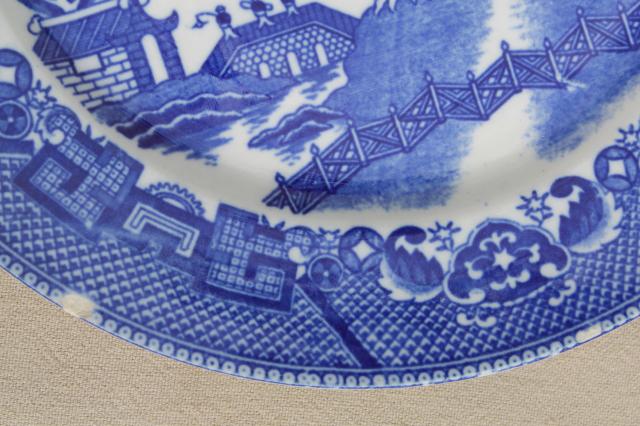 photo of vintage Japan blue willow china set of 8 dinner plates, Japanese willow ware #8