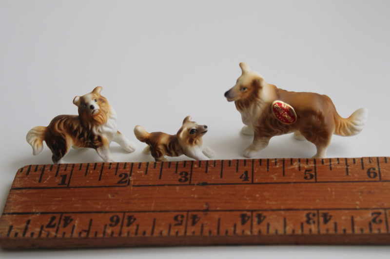 photo of vintage Japan bone china miniature animals, collie dogs family Lassie puppies figurines #3