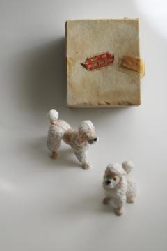 catalog photo of vintage Japan bone china miniature animals, white French poodle dog puppy S_P figurines