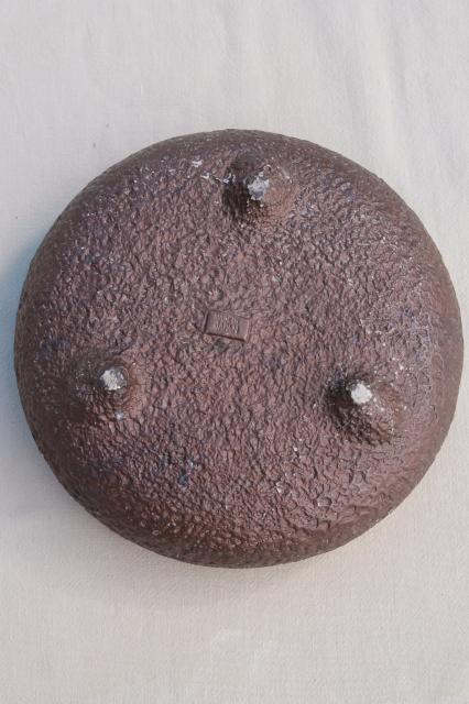 photo of vintage Japan bonsai or flower bowl, rustic bark texture ceramic w/ red bittersweet #4