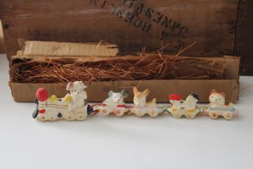 catalog photo of vintage Japan cake topper baby animals train candle holders for birthday candles 