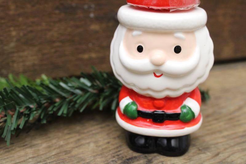 photo of vintage Japan ceramic Christmas Santa figurine candle holder w/ red candle hat #2