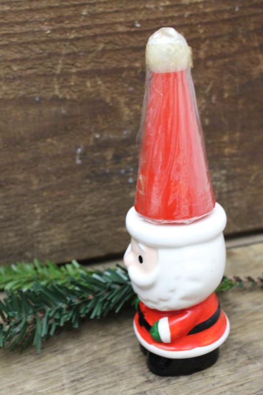 photo of vintage Japan ceramic Christmas Santa figurine candle holder w/ red candle hat #3