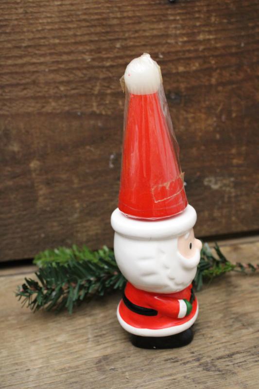 photo of vintage Japan ceramic Christmas Santa figurine candle holder w/ red candle hat #5