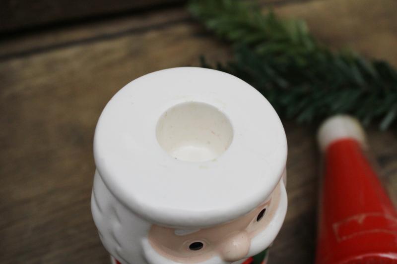 photo of vintage Japan ceramic Christmas Santa figurine candle holder w/ red candle hat #9