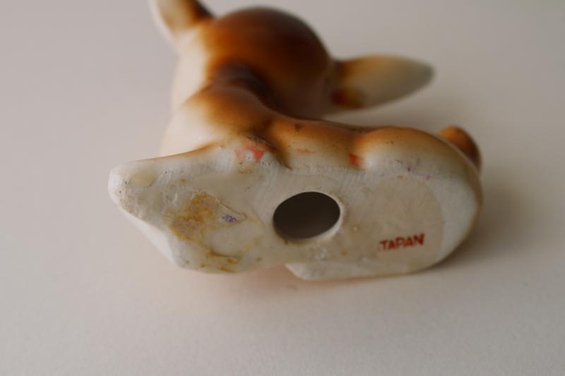 photo of vintage Japan ceramic deer figurine, little doe fawn w/ flirty eyelashes #3