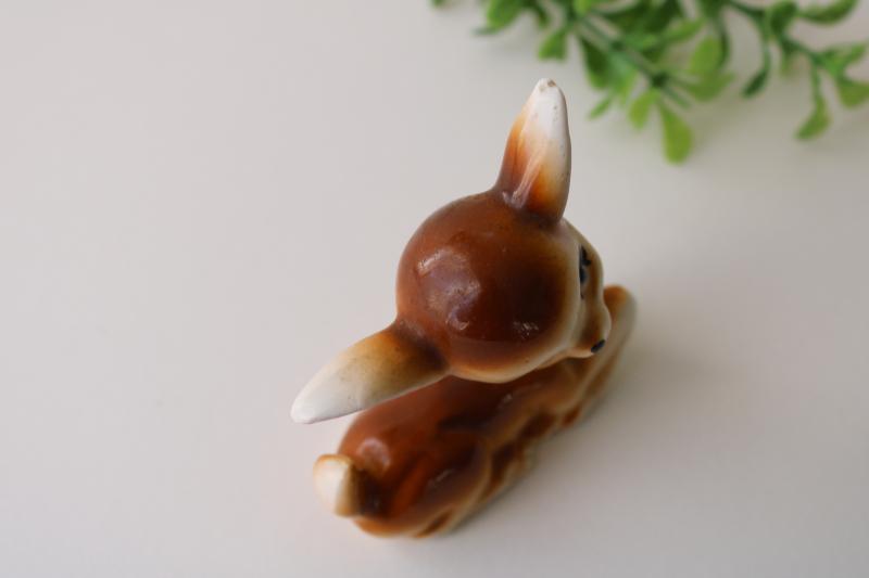 photo of vintage Japan ceramic deer figurine, little doe fawn w/ flirty eyelashes #4