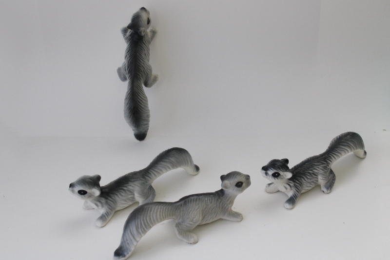 photo of vintage Japan ceramic figurines, family of wall climber grey squirrel hanging squirrels #2