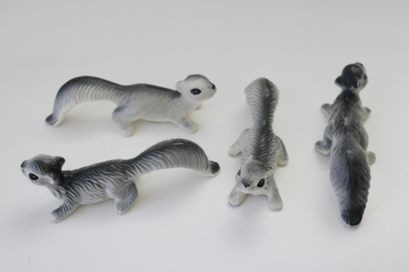 photo of vintage Japan ceramic figurines, family of wall climber grey squirrel hanging squirrels #5