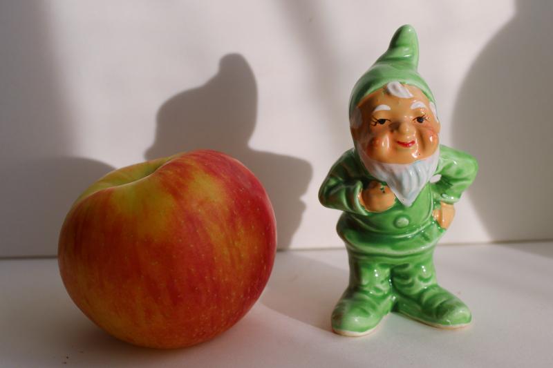 photo of vintage Japan ceramic gnome, china figurine little old dwarf w/ white beard #1