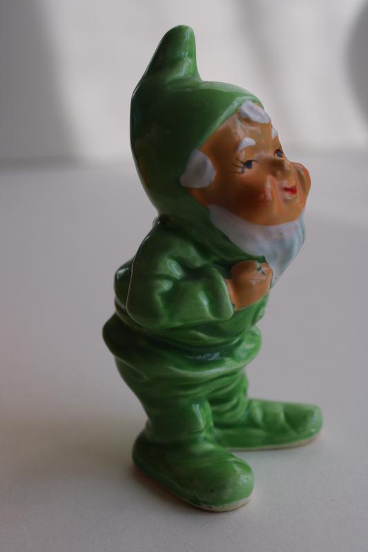 photo of vintage Japan ceramic gnome, china figurine little old dwarf w/ white beard #2