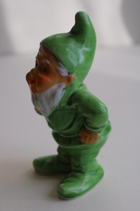 photo of vintage Japan ceramic gnome, china figurine little old dwarf w/ white beard #3