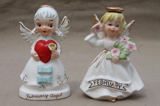 photo of vintage Japan ceramic little girl angels, birth month February birthday girls #1