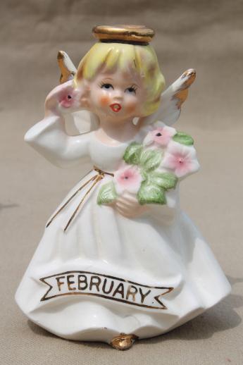 photo of vintage Japan ceramic little girl angels, birth month February birthday girls #3