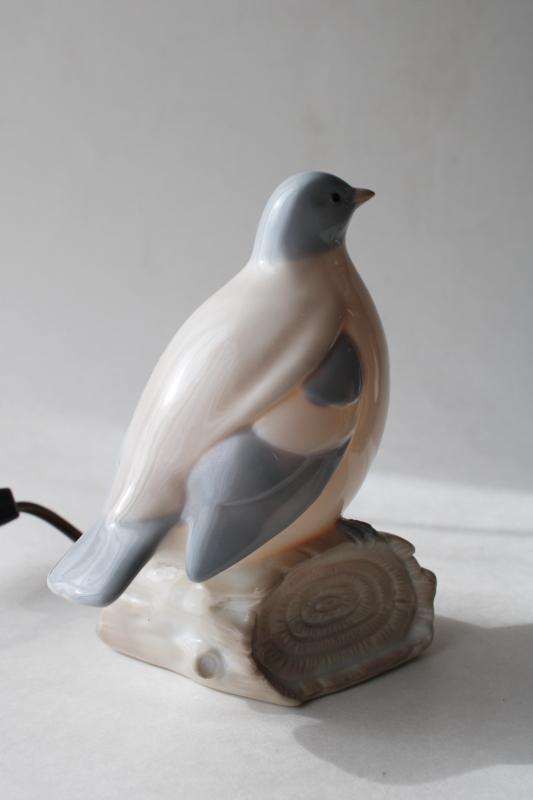 photo of vintage Japan ceramic night light in original box, china dove pigeon bird  #2