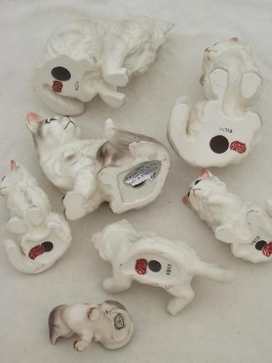 photo of vintage Japan china cat figurines collection, Lefton cats & kittens etc. #2