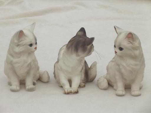 photo of vintage Japan china cat figurines collection, Lefton cats & kittens etc. #3
