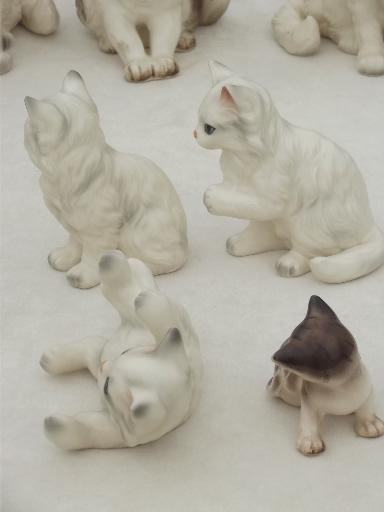 photo of vintage Japan china cat figurines collection, Lefton cats & kittens etc. #4
