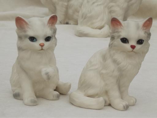 photo of vintage Japan china cat figurines collection, Lefton cats & kittens etc. #10