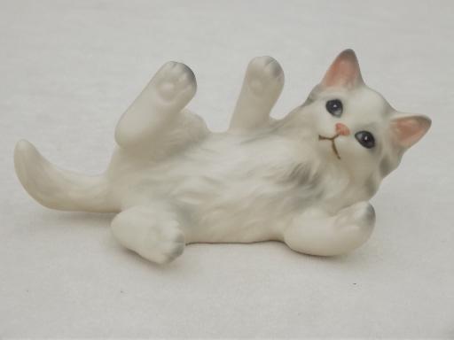 photo of vintage Japan china cat figurines collection, Lefton cats & kittens etc. #11