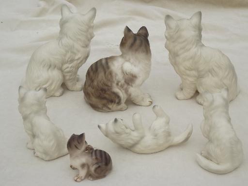 photo of vintage Japan china cat figurines collection, Lefton cats & kittens etc. #12