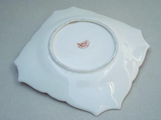 photo of vintage Japan china dish w/ perching bird & roses in ivory & orange  #7