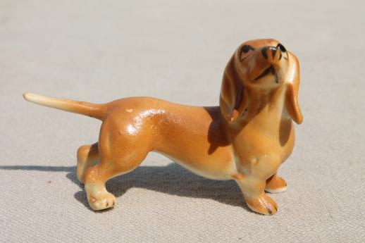 photo of vintage Japan china figurine miniatures, dachshund dogs tiny bone china animals #2