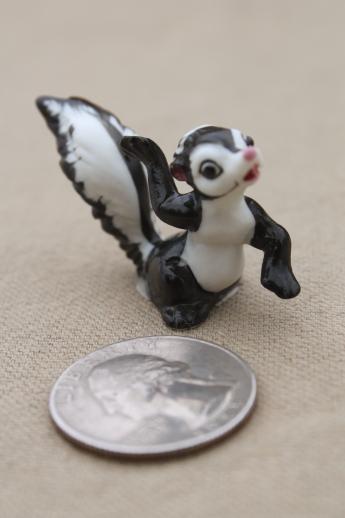 photo of vintage Japan china figurine miniatures, tiny bone china animals, family of skunks #4