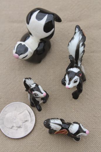 photo of vintage Japan china figurine miniatures, tiny bone china animals, family of skunks #8