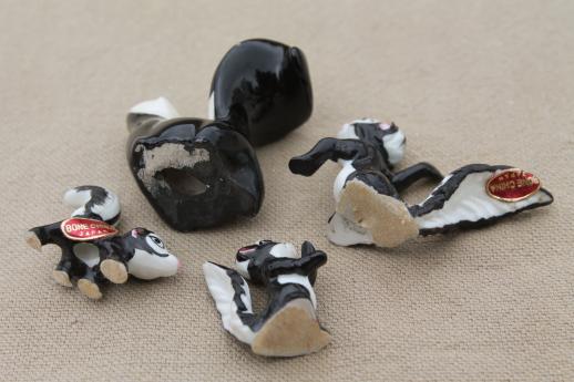 photo of vintage Japan china figurine miniatures, tiny bone china animals, family of skunks #9