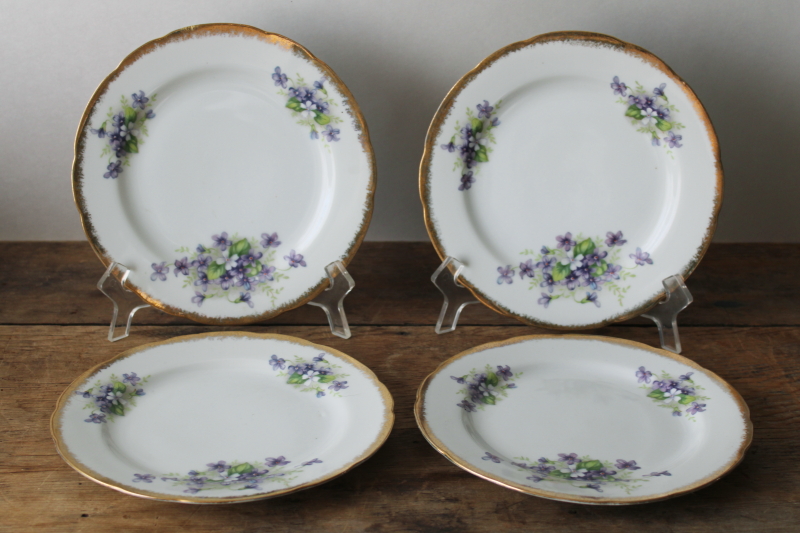 photo of vintage Japan china salad or dessert plates, violets floral porcelain, tea party dishes #1