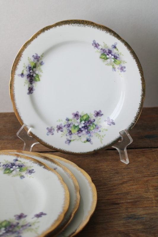 photo of vintage Japan china salad or dessert plates, violets floral porcelain, tea party dishes  #2