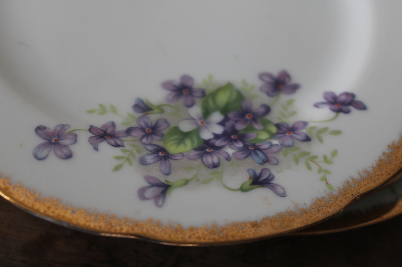 photo of vintage Japan china salad or dessert plates, violets floral porcelain, tea party dishes  #3
