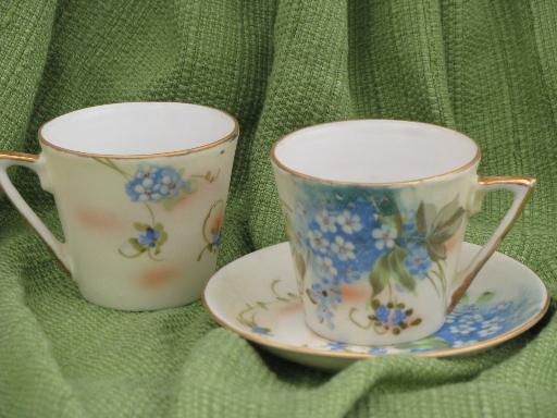 photo of vintage Japan china tea or chocolate pot and cups w/ hand-painted forget-me-nots #5