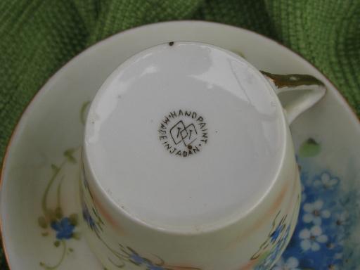 photo of vintage Japan china tea or chocolate pot and cups w/ hand-painted forget-me-nots #6