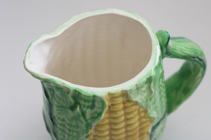 photo of vintage Japan cornware, hand painted ceramic sweet corn pitcher, Ucagco label #2