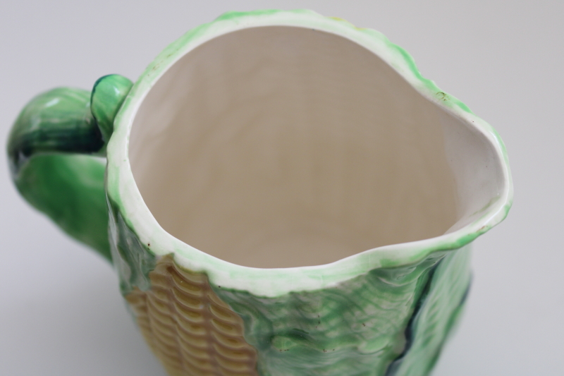 photo of vintage Japan cornware, hand painted ceramic sweet corn pitcher, Ucagco label #4