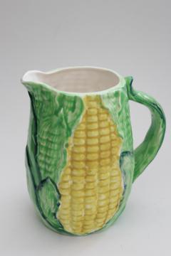 catalog photo of vintage Japan cornware, hand painted ceramic sweet corn pitcher, Ucagco label