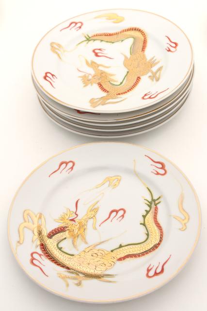 photo of vintage Japan dragonware china tea set, lithophane porcelain cups, plates, dragon teapot #6