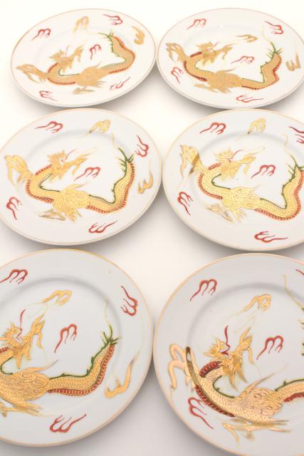 photo of vintage Japan dragonware china tea set, lithophane porcelain cups, plates, dragon teapot #7