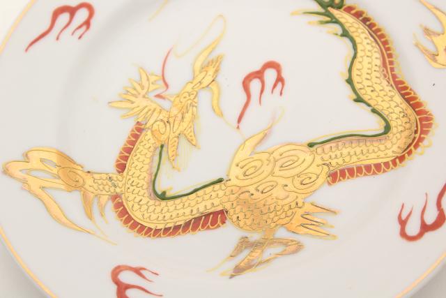 photo of vintage Japan dragonware china tea set, lithophane porcelain cups, plates, dragon teapot #8