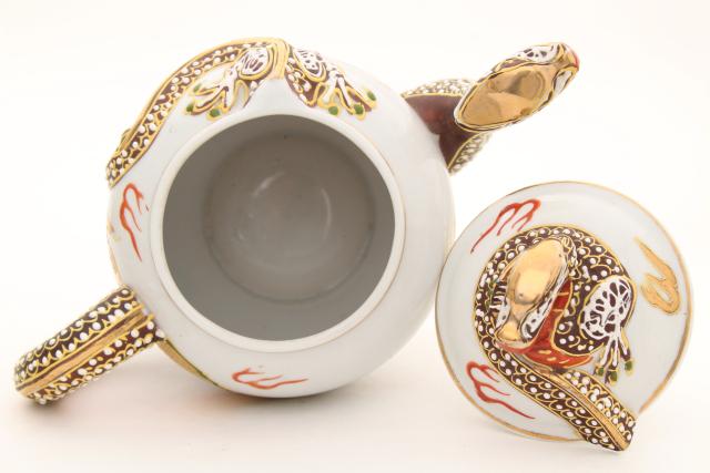 photo of vintage Japan dragonware china tea set, lithophane porcelain cups, plates, dragon teapot #14