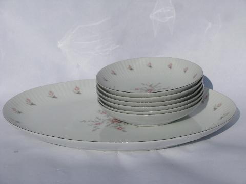 photo of vintage Japan fine china, American Queen porcelain, Christine soup bowls & platter #1