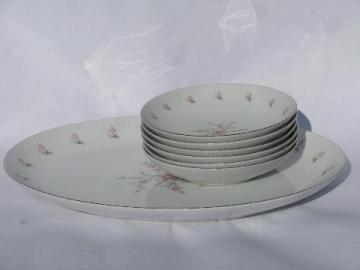 catalog photo of vintage Japan fine china, American Queen porcelain, Christine soup bowls & platter