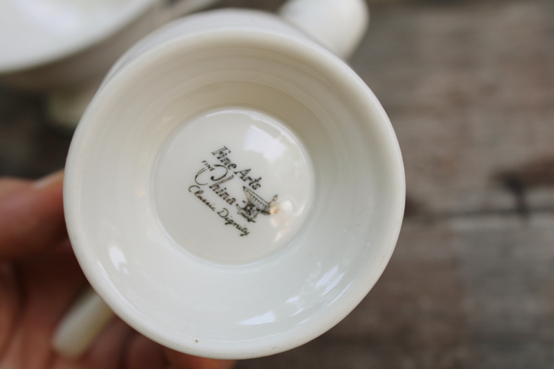 photo of vintage Japan fine china ivory porcelain cream and sugar set w/ platinum silver band #3