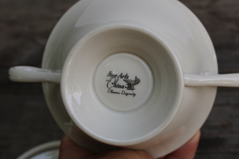 photo of vintage Japan fine china ivory porcelain cream and sugar set w/ platinum silver band #4