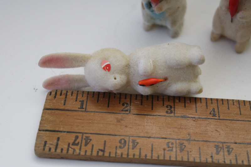 photo of vintage Japan flocked bunnies Easter decorations, shabby worn rabbits needing TLC #5