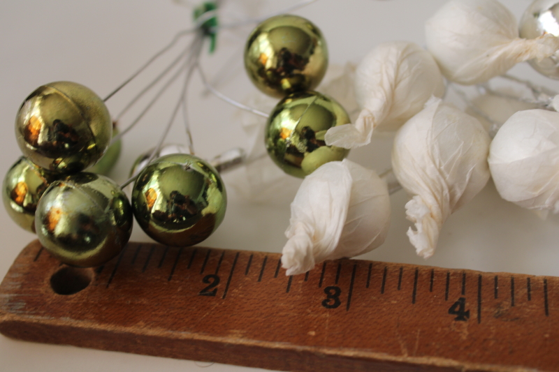 photo of vintage Japan glass ball Christmas decorations, sprays of mini ornaments wire picks #5