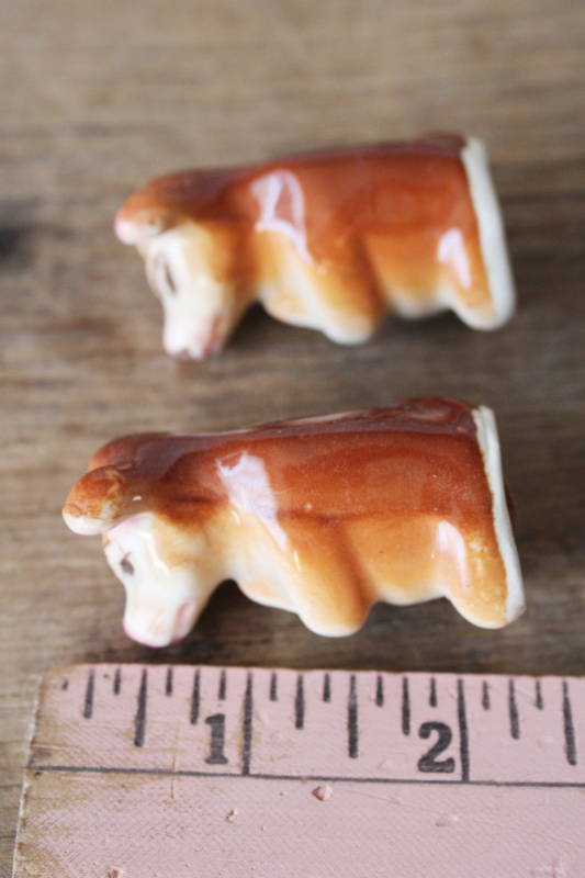 photo of vintage Japan hand painted ceramic Elsie the cow & twins calves S&P shakers set, calf salt & pepper w/ mama  #4